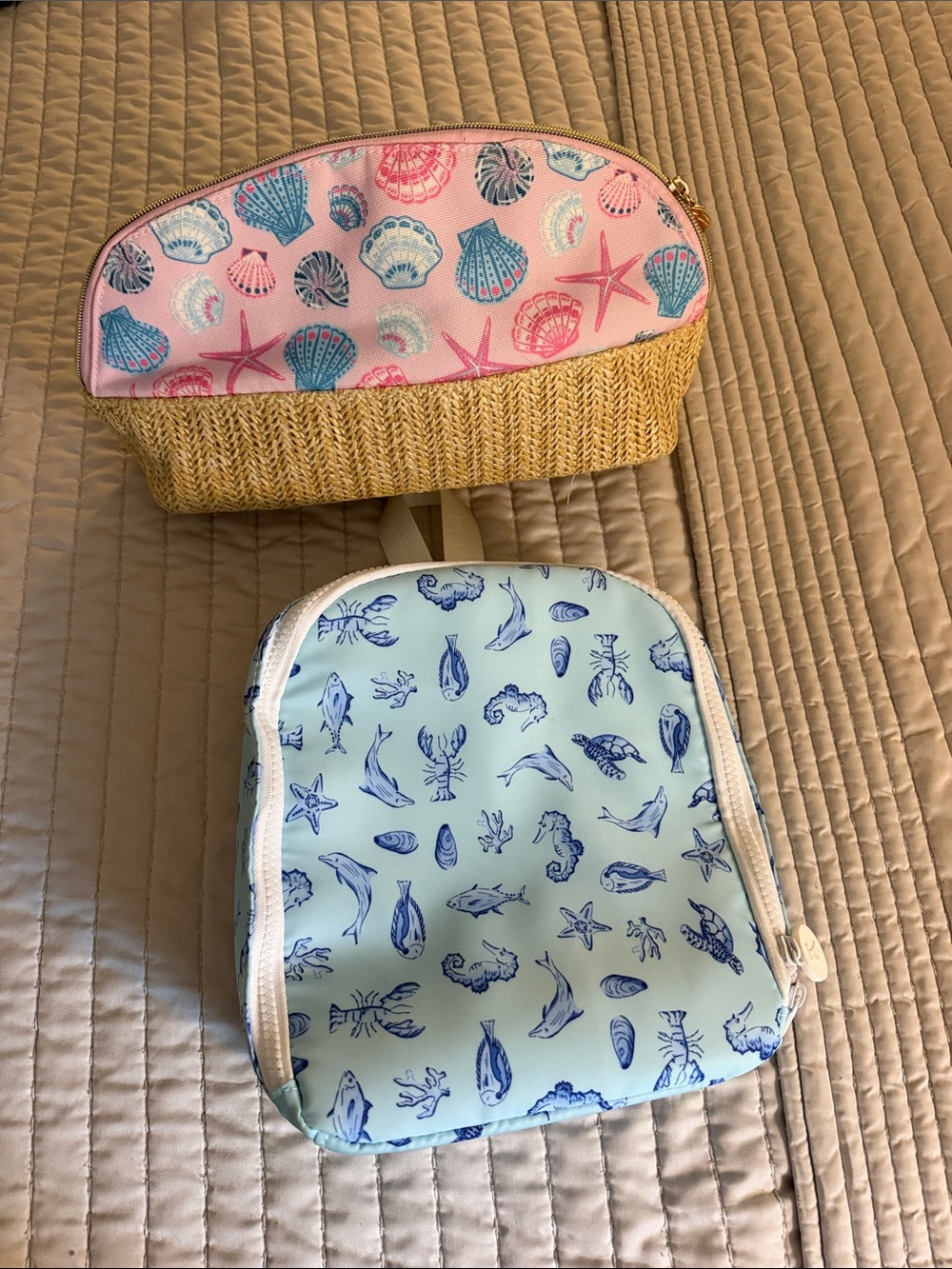 Lux Sea Creature Cosmetic Pouch Set - Light Blue & Navy Fun in The Sun ☀️🏖️🌊
